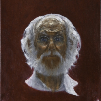 Zelfportret in tegenlicht, 2020. Olieverf op doek, 60 x 50 cm.